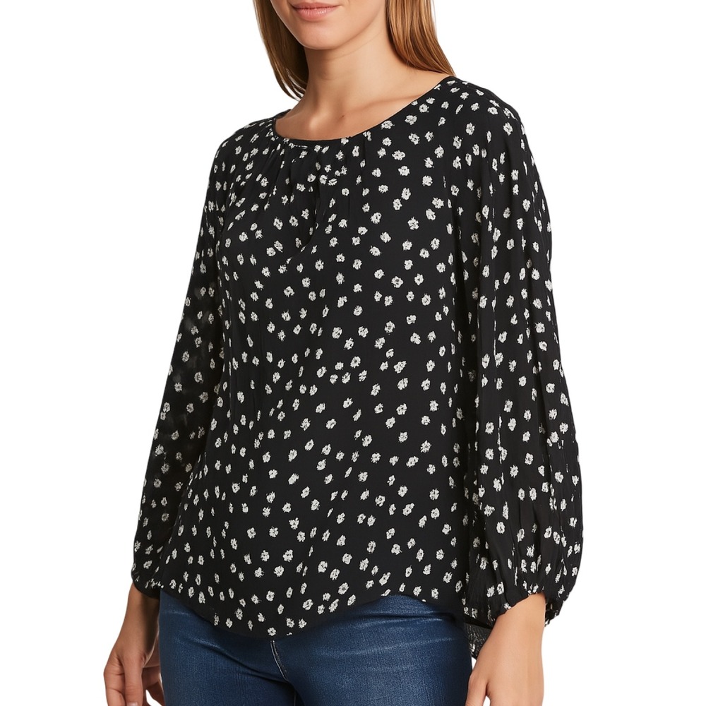Muche et Muchette Ferill Balloon Blouse Womens OS Black White Polka Dot Casual